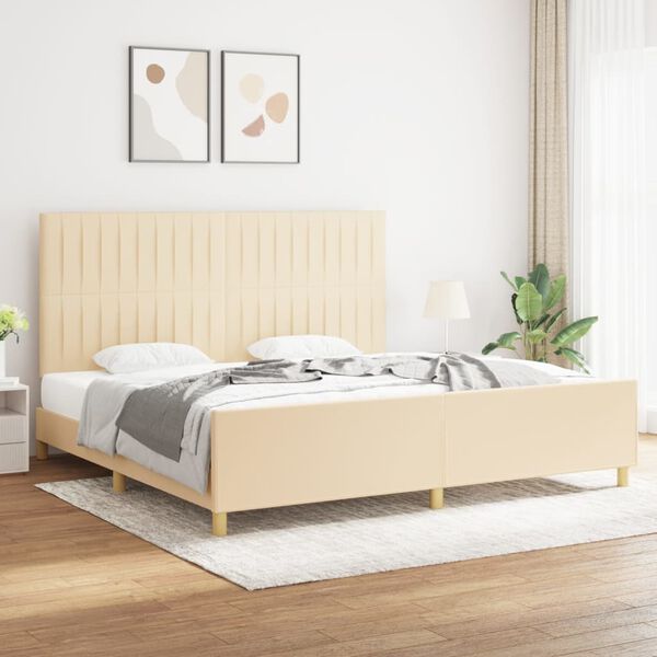 vidaXL Cadre de lit sans matelas cr&egrave;me 200x200 cm tissu