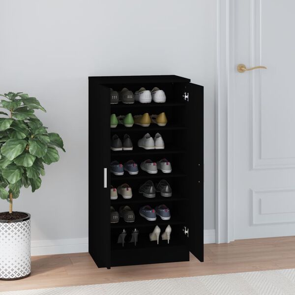 vidaXL Armoire &agrave; chaussures Noir 55x35x108 cm Bois d'ing&eacute;nierie