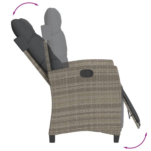 vidaXL Ensemble &agrave; manger de jardin et coussins 7 pcs gris rotin