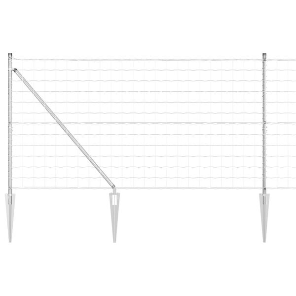 vidaXL Cl&ocirc;ture avec poteau Argent&eacute; 1,2 x 10 m Acier