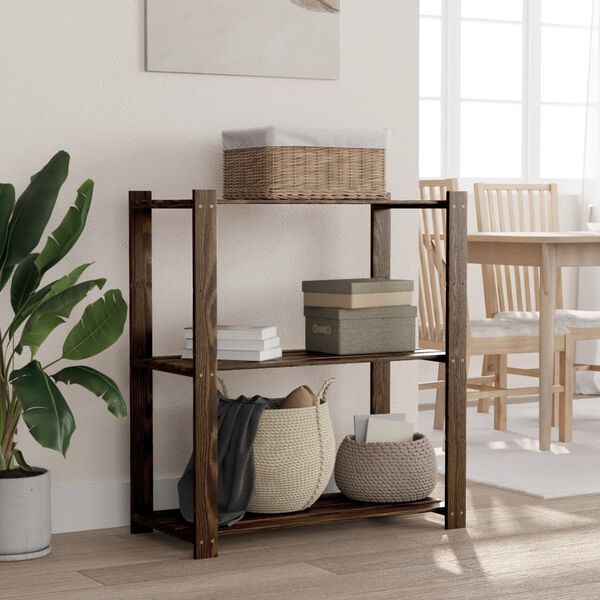 vidaXL Support de rangement &agrave; 3 niveaux noir 80x38x90 cm bois pin