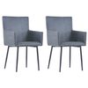 vidaXL Chaises &agrave; manger avec accoudoirs lot de 2 gris similicuir daim