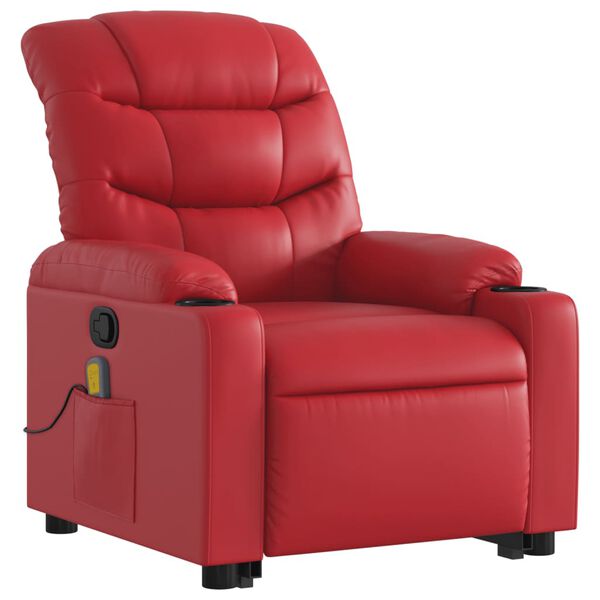 vidaXL Fauteuil inclinable de massage Rouge Similicuir