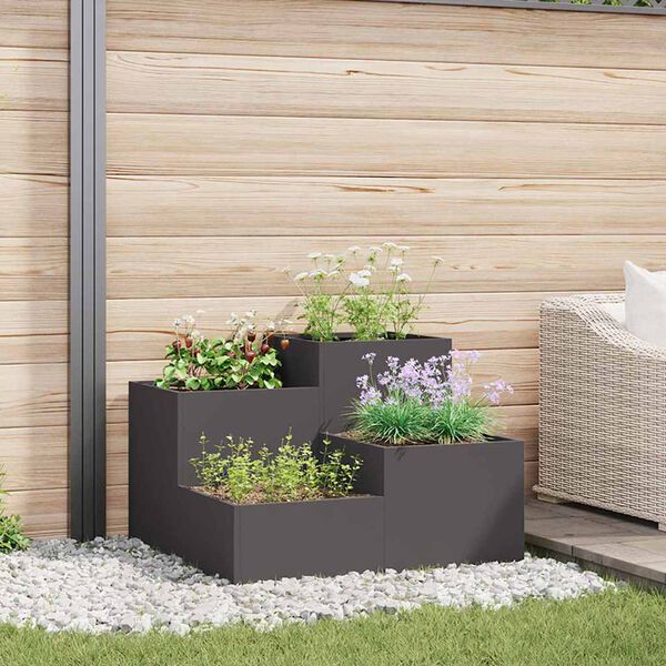 vidaXL Cache-pot de jardin Noir 100 x 100 x 60 cm Acier
