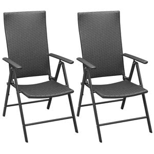vidaXL Chaises empilables de jardin lot de 2 R&eacute;sine tress&eacute;e Noir