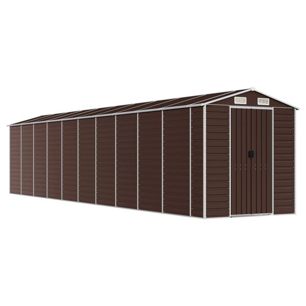 vidaXL Abri de jardin marron 191x895x198 cm acier galvanis&eacute;