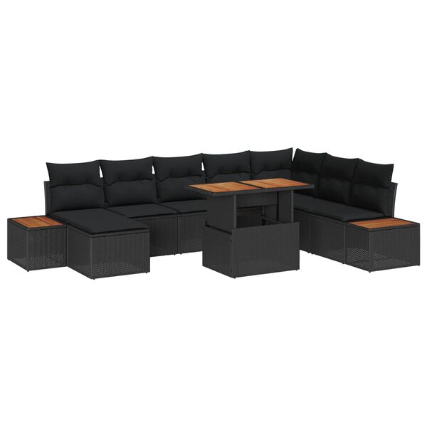 vidaXL Ensemble de salle &agrave; manger pour jardin 9 pcs Noir et Marron