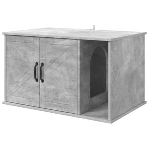 vidaXL Maison pour chat B&eacute;ton 85 x 55 x 50,5 cm Bois d'ing&eacute;nierie