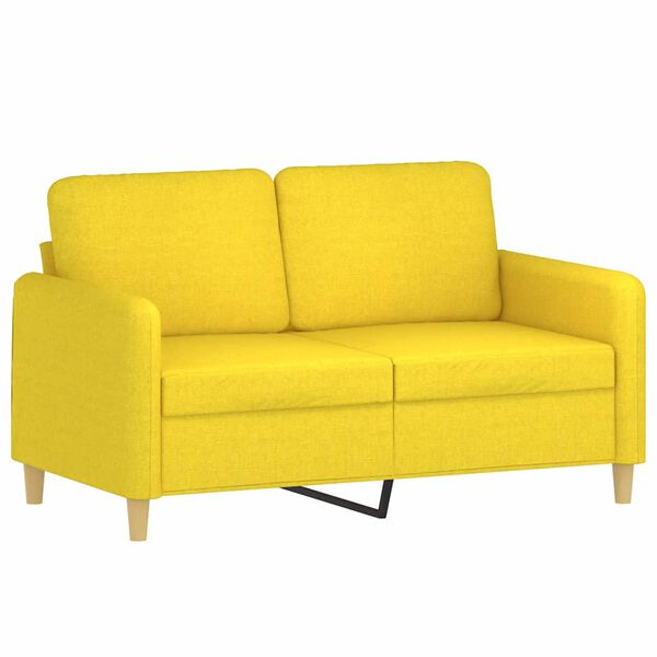 vidaXL Ensemble de canapés 2 pcs avec coussins Jaune clair Tissu