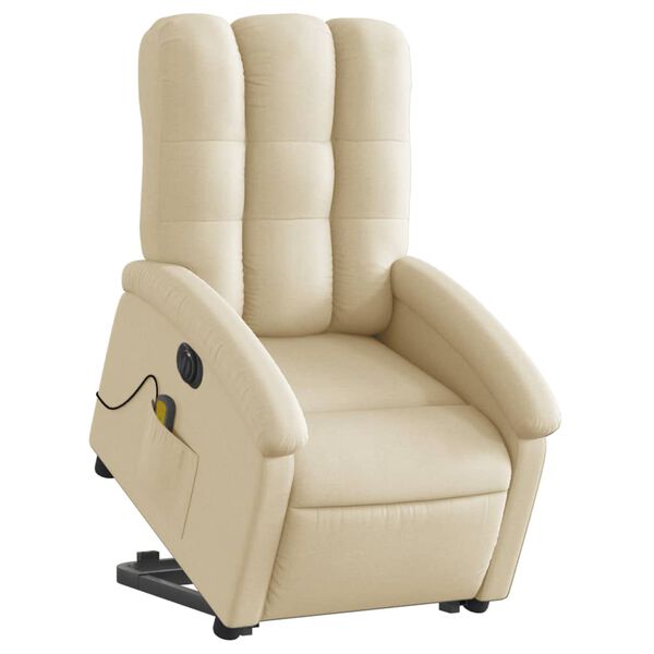 vidaXL Fauteuil inclinable de massage &eacute;lectrique Cr&egrave;me Tissu