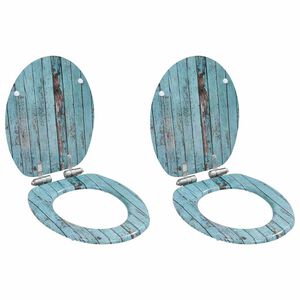 vidaXL lot de 2 Si&egrave;ges WC MDF Couvercle &agrave; fermeture douceur Vieux bois
