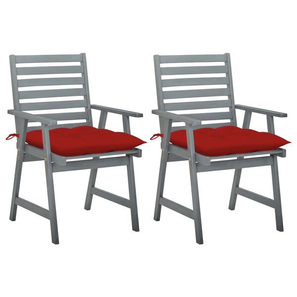 vidaXL Chaises &agrave; manger d'ext&eacute;rieur lot de 2 et coussins Acacia massif