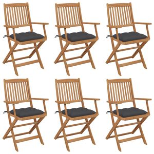 vidaXL Chaises pliantes 6 pi&egrave;ces avec coussins en bois d'acacia massif