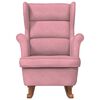 vidaXL Fauteuil &agrave; bascule &agrave; oreilles en velours rose bois massif