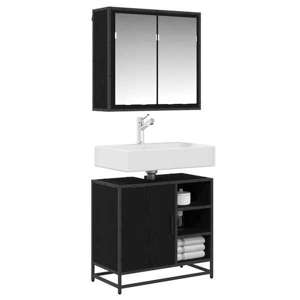 vidaXL Ensemble de mobilier de salle de bain 2 pcs Ch&ecirc;ne noir