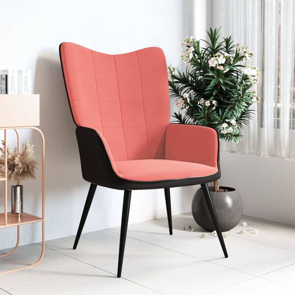 vidaXL Chaise de relaxation Rose Velours et PVC
