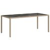 vidaXL Table de jardin pour repas Beige 190 x 90 x 75 cm Poly rotin