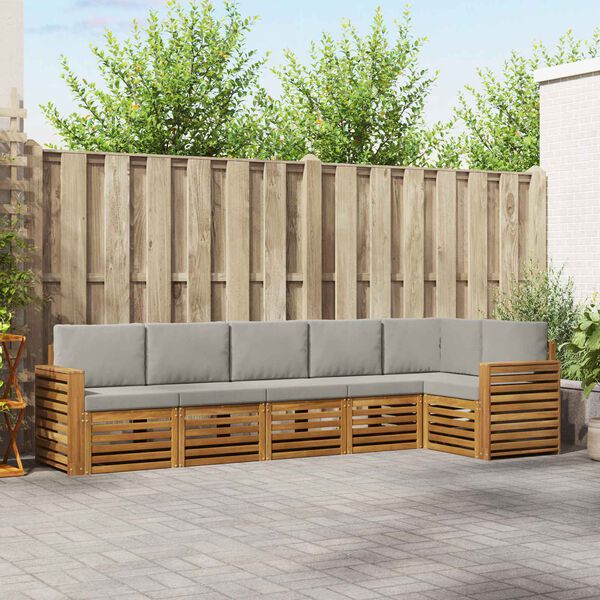 vidaXL Ensemble de canap&eacute; d'angle 6 pcs Gris Naturel et Clair