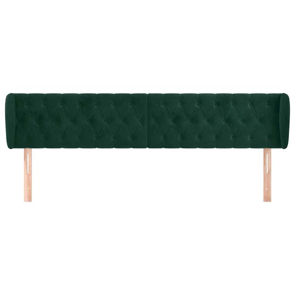 vidaXL T&ecirc;te de lit avec oreilles Vert fonc&eacute; 203x23x78/88 cm Velours