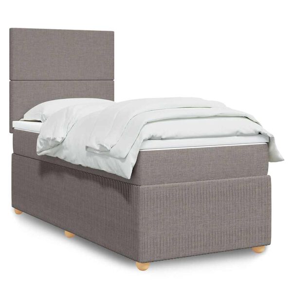 vidaXL Sommier &agrave; lattes de lit avec matelas Taupe 100x200 cm Tissu