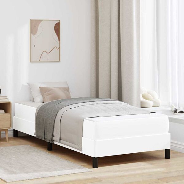vidaXL Cadre de lit avec matelas Blanc pur 90 x 190 cm tissu