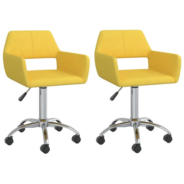 vidaXL Chaises pivotantes &agrave; manger lot de 2 jaune tissu