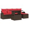vidaXL Ensemble de canap&eacute; de jardin 6 pc Marron Poly rotin