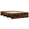 vidaXL Cadre de lit sans matelas ch&ecirc;ne fum&eacute; 135x190 cm bois ing&eacute;nierie