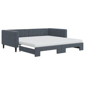 vidaXL Lit de jour et gigogne et matelas gris fonc&eacute; 100x200 cm velours