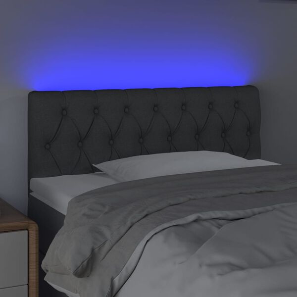vidaXL T&ecirc;te de lit &agrave; LED Gris fonc&eacute; 100x7x78/88 cm Tissu