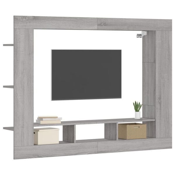 vidaXL Meuble TV sonoma gris 152x22x113 cm bois d'ing&eacute;nierie