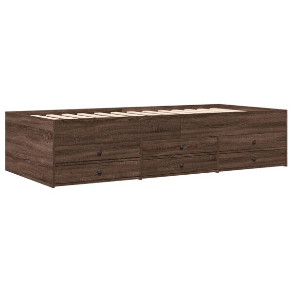 vidaXL Lit de jour avec tiroirs sans matelas ch&ecirc;ne marron 90x190 cm