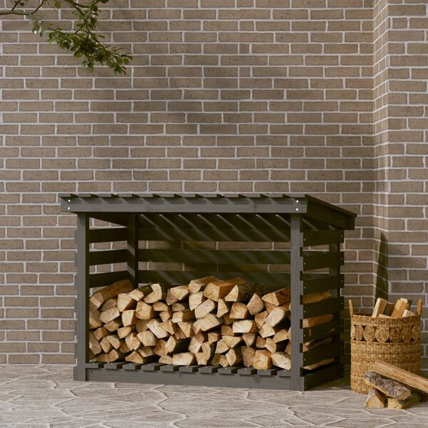 vidaXL Support pour bois de chauffage Gris 108x73x79 cm Bois de pin