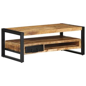 vidaXL Table basse 90x50x36 cm bois de manguier massif brut