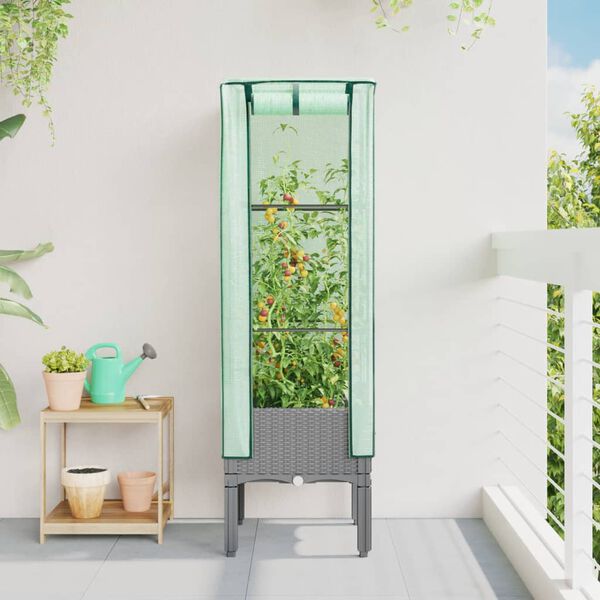 vidaXL Jardini&egrave;re sur&eacute;lev&eacute;e avec housse aspect rotin 40x40x140 cm