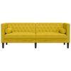 vidaXL Canap&eacute; Chesterfield avec traversins 3 places jaune velours