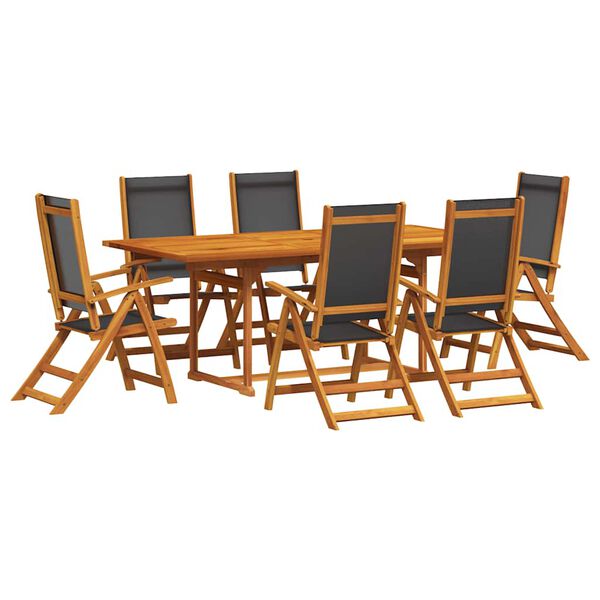 vidaXL Ensemble &agrave; Manger de jardin 7pcs bois d'acacia solide textil&egrave;ne