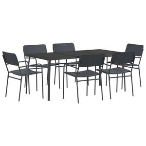 vidaXL Ensemble de salle &agrave; manger 7 pc Anthracite Acier