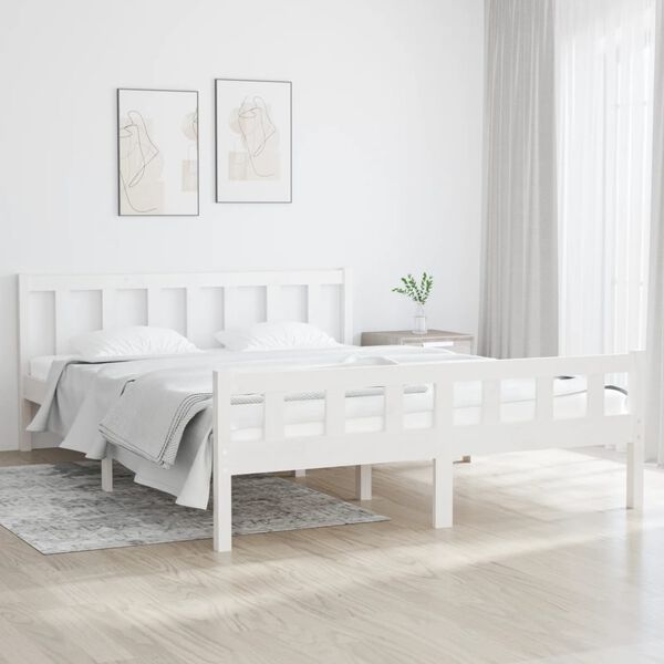 vidaXL Cadre de lit sans matelas blanc bois de pin massif