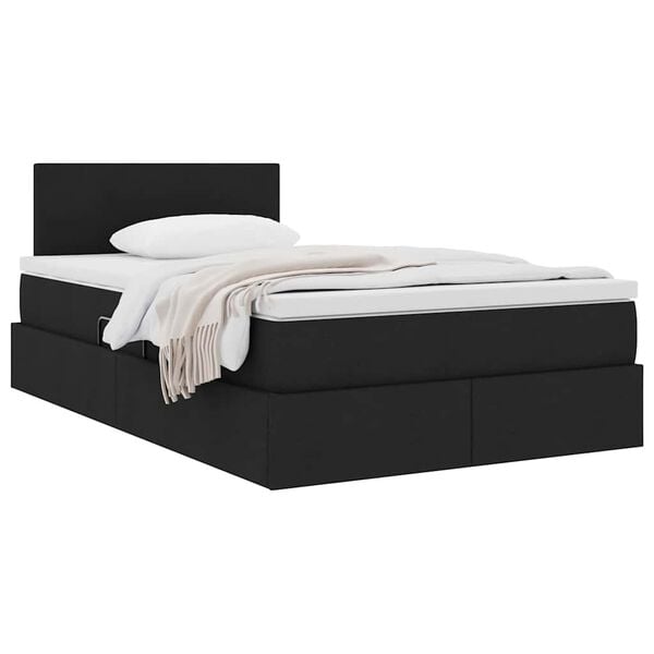 vidaXL Lit avec rangement et matelas avec matelas Noir 120 x 190 cm