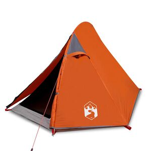 vidaXL Tente de camping &agrave; d&ocirc;me 2 personnes gris et orange imperm&eacute;able