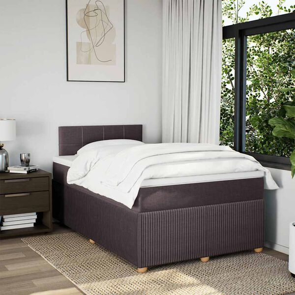 vidaXL Sommier &agrave; lattes de lit et matelas marron fonc&eacute; 120x190cm tissu