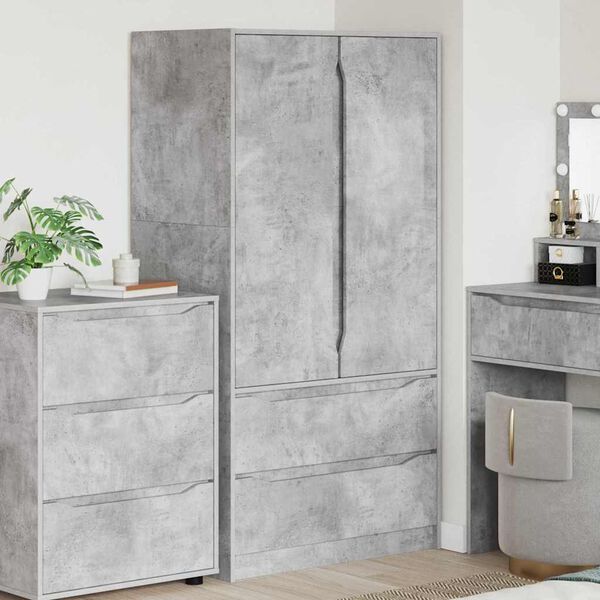 vidaXL Cabinet de salle de bain Gris b&eacute;ton 79,5 x 49 x 156 cm