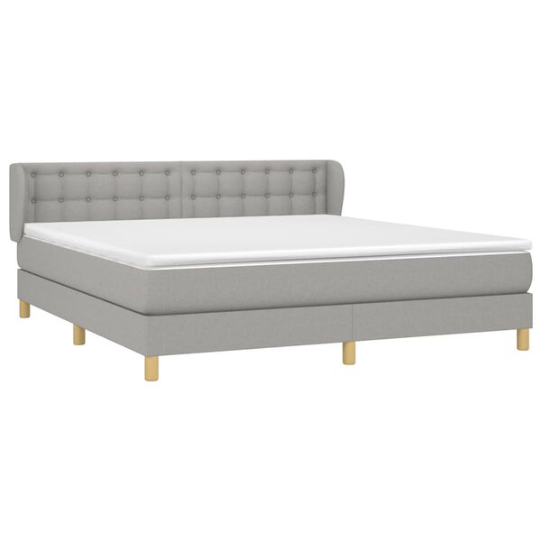 vidaXL Sommier &agrave; lattes de lit avec matelas Gris clair 160x200cm Tissu
