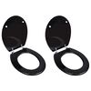 vidaXL Si&egrave;ges de toilette avec couvercles 2 pcs MDF Noir