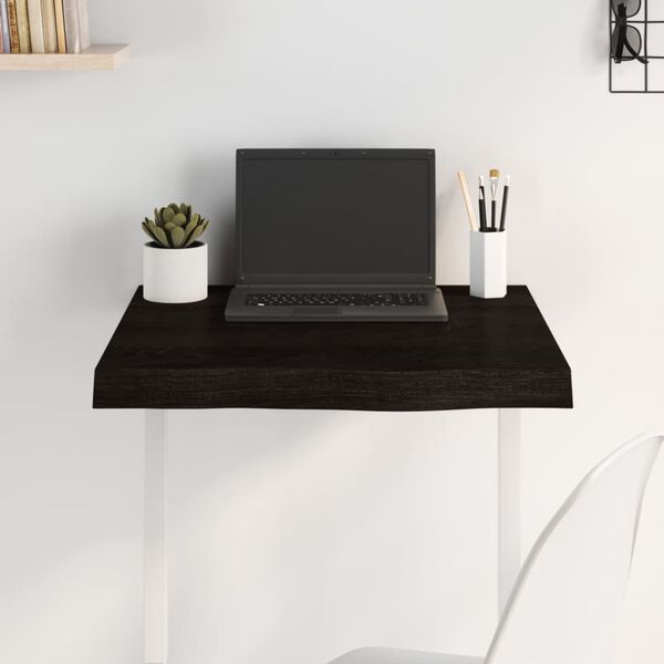 vidaXL Dessus de table marron foncé bois chêne massif traité