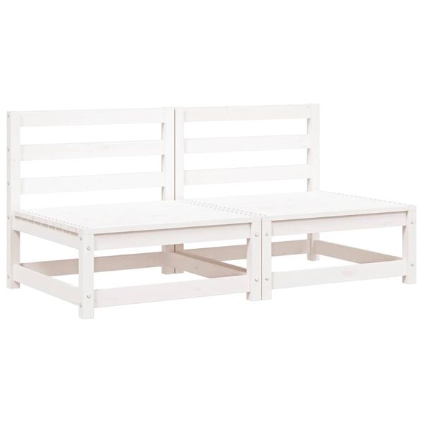 vidaXL Canap&eacute;s centraux de jardin 2 pcs blanc bois de pin massif