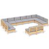 vidaXL Salon de jardin 12 pcs avec coussins gris Bois de pin massif
