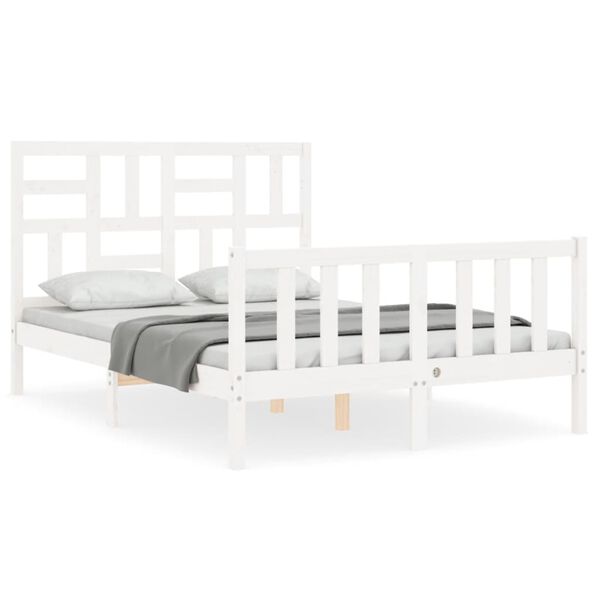 vidaXL Cadre de lit sans matelas blanc bois de pin massif
