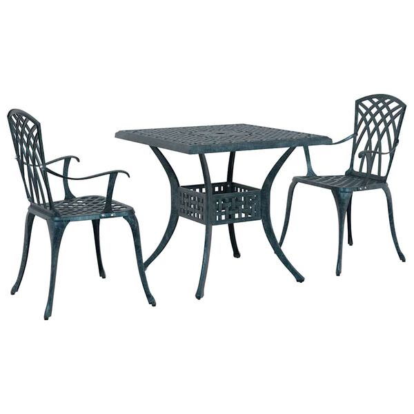 vidaXL Ensemble de tables de jardin 3 pcs Vert Aluminium coul&eacute;